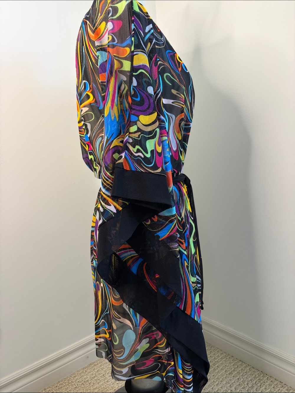 Multicolor Swirl Print Women’s Tunic with Belt - Picture 8 of 14